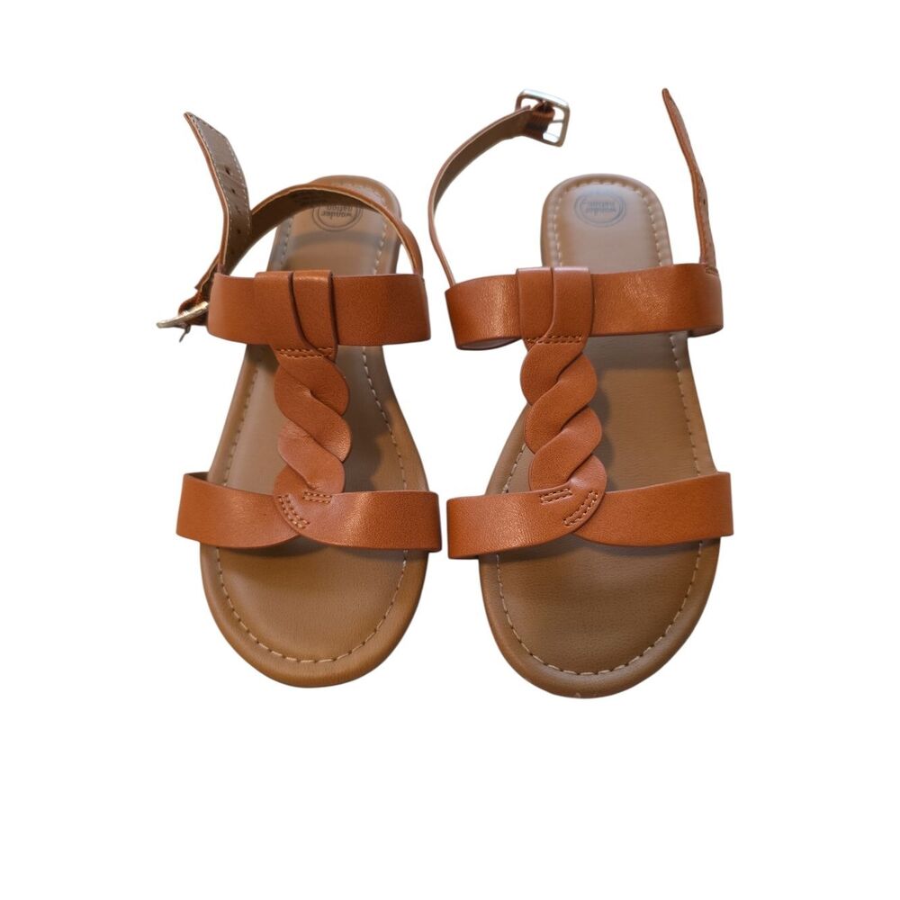 Girls Tan Braided Strap Sandals Size 1